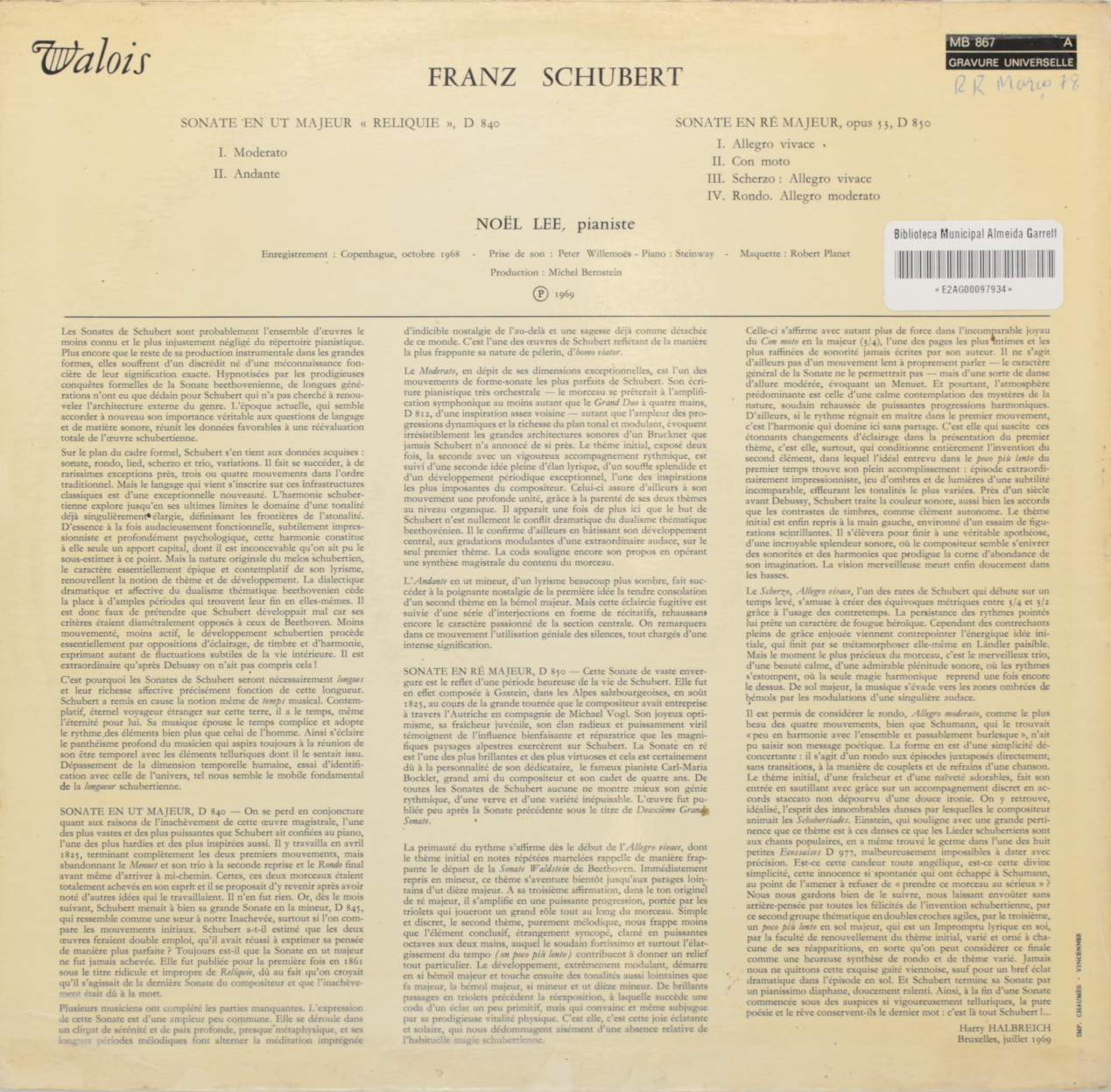 Schubert: Sonate en ut majeur, D 840; Sonate en ré majeur, op 53, D 850