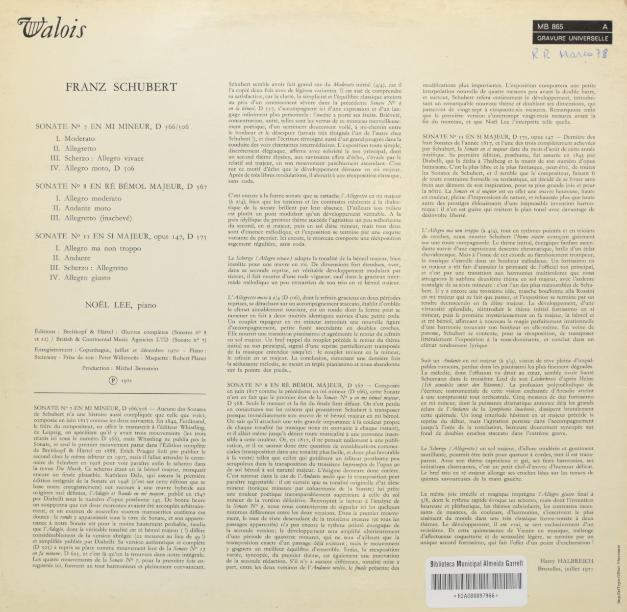 Schubert: Sonate nº 7 en mi mineur; D 566/506; Sonate nº8 en ré bémol majeur, D 567; Sonate nº 