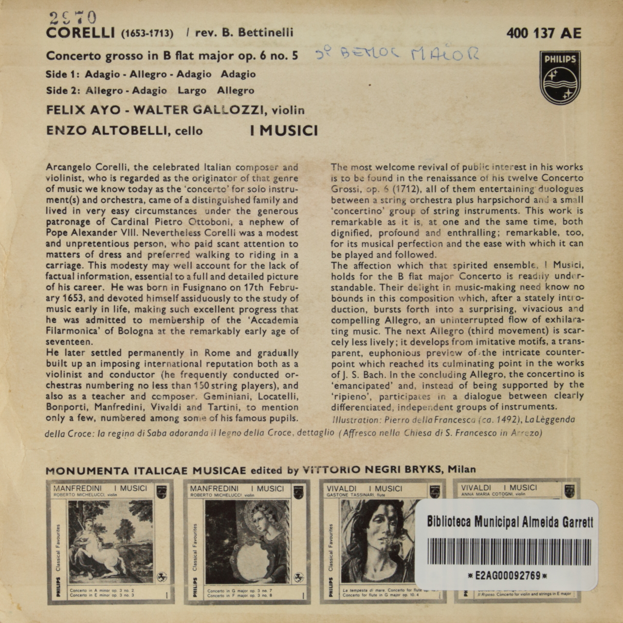 Corelli: Concerto grosso B flat major op. 6 no. 5