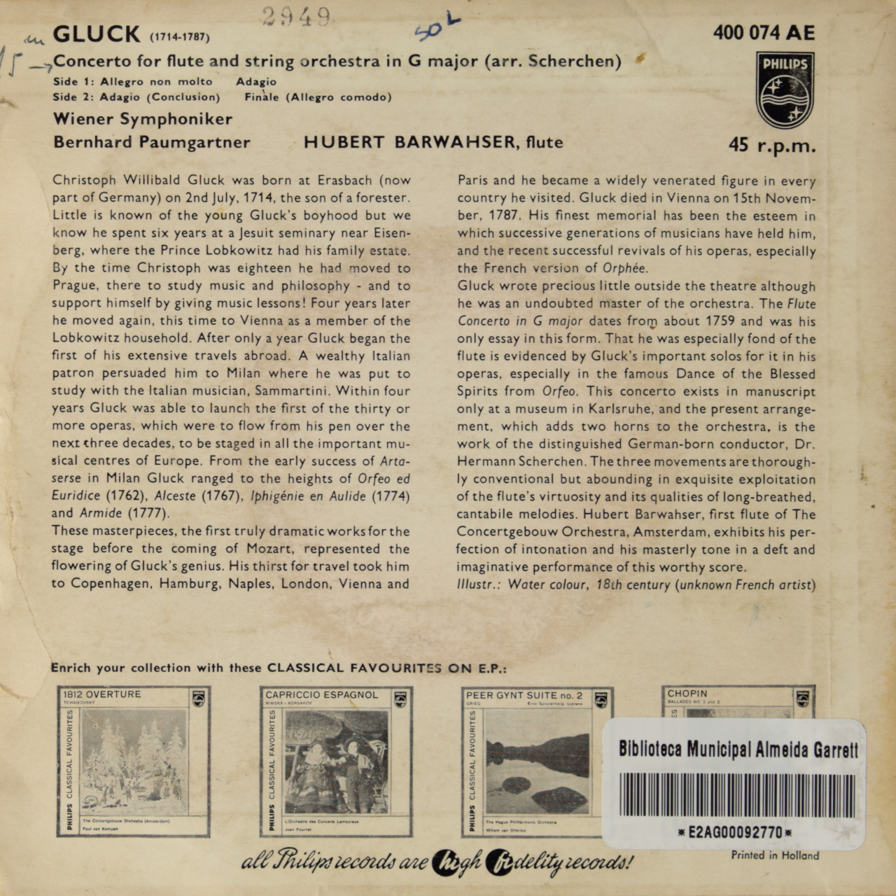 Gluck: Flute Concerto in G major