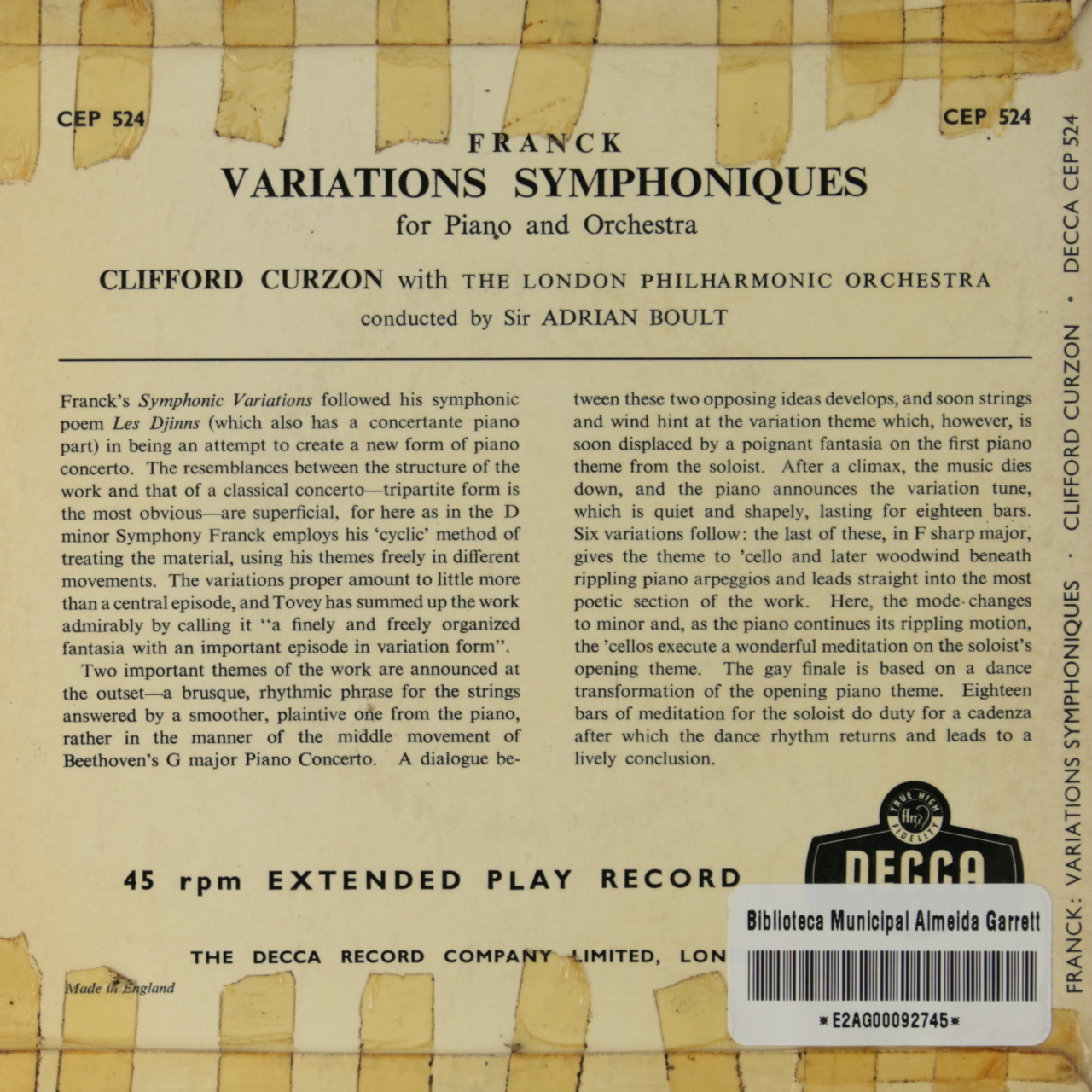 Franck: Variations Symphoniques for Piano and Orchestra