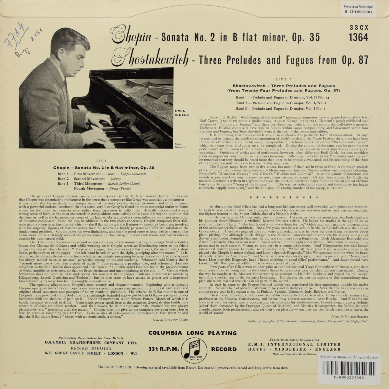 Chopin: Sonata nº2 / Shostakovich: Three preludes and fugues from Op. 87
