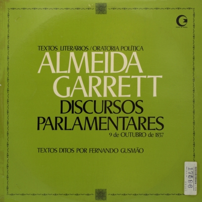 Almeida Garrett: Discursos Parlamentares - 9 de Outubro de 1837