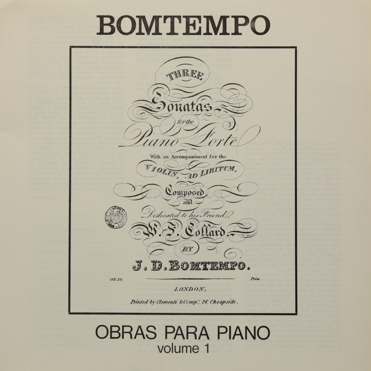 Bomtempo: Obras para Piano - Volume 1
