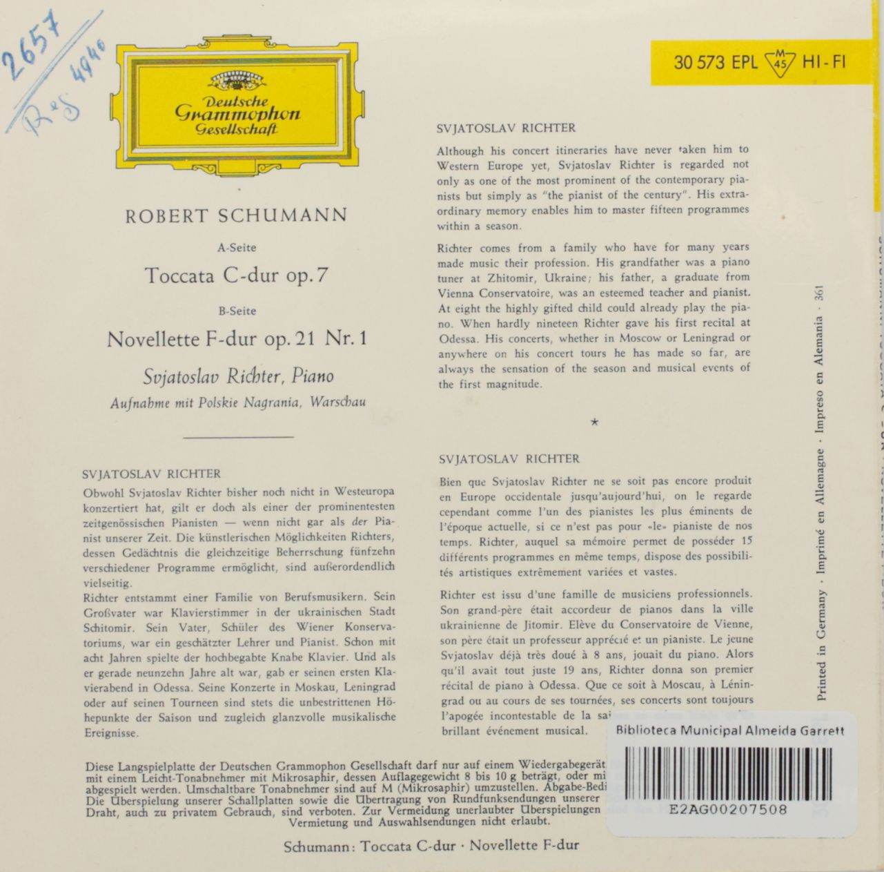 Schumann: Toccata C-dur; Novellette F-dur