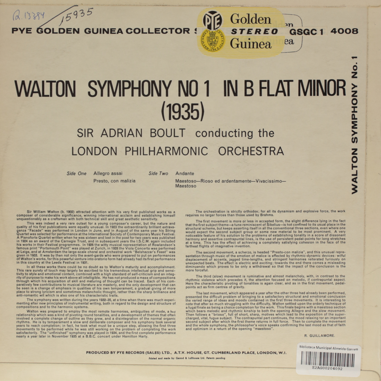 Walton: Symphony No. 1 in B Flat Minor