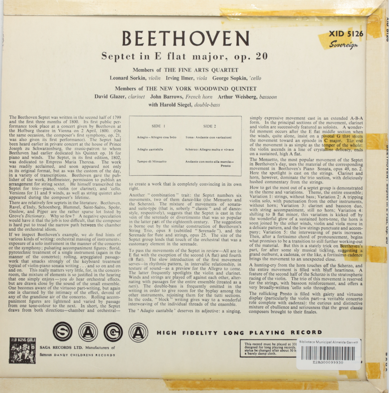 Beethoven: Septet for Strings and Wind in E flat, opus 20