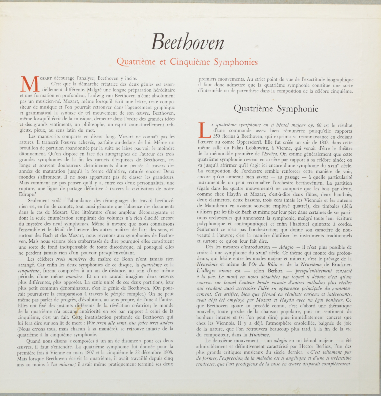 Beethoven: Les symphonies de Beethoven - 4ème symphonie en si bémol majeur; 5ème symphonie en do 