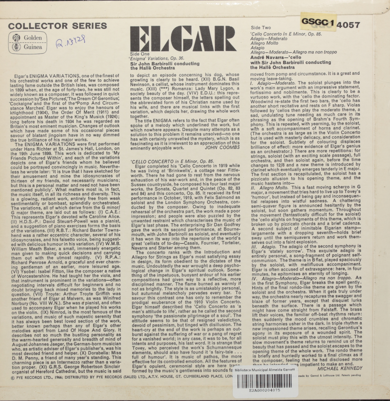 Elgar: Enigma Variations, Op. 36; Cello Concerto in E minor, Op. 85