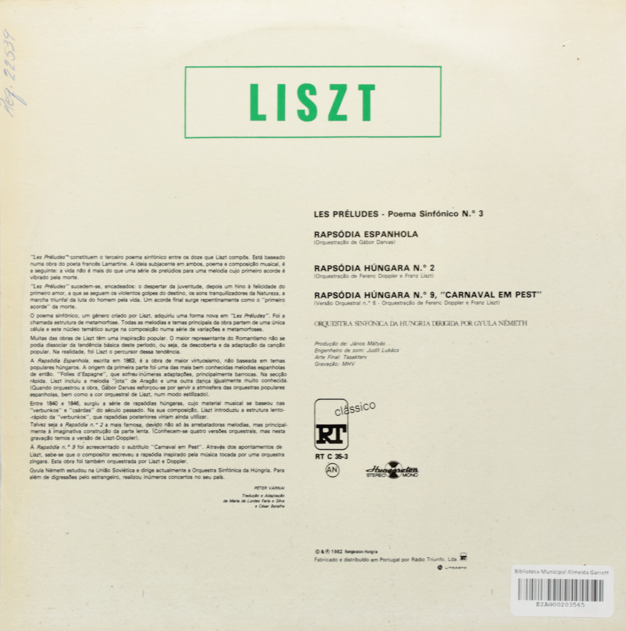 Liszt: Les Préludes; Rapsódia Espanhola; Rapsódias Húngaras No. 2 e 9