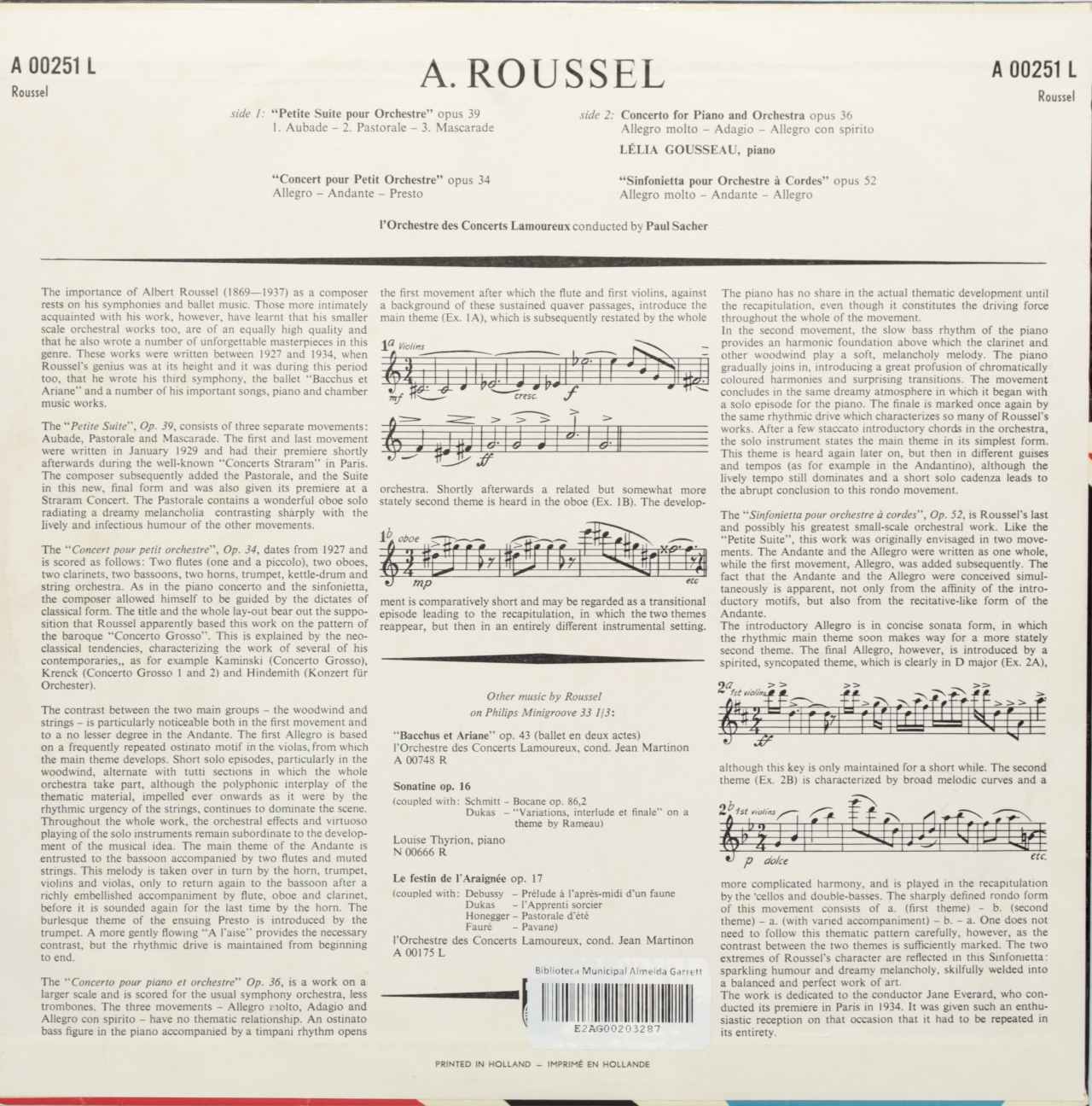Roussel: Petite Suite pour Orchestre Op. 39; Concert pour Petit Orchestre Op. 34; Concerto for Piano
