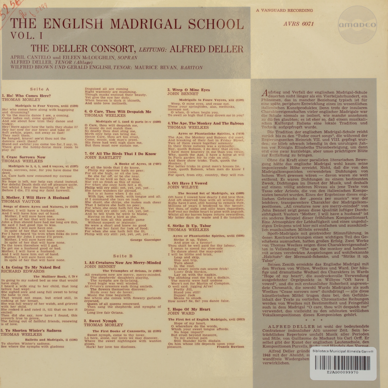 The English Madrigal School Vol. I