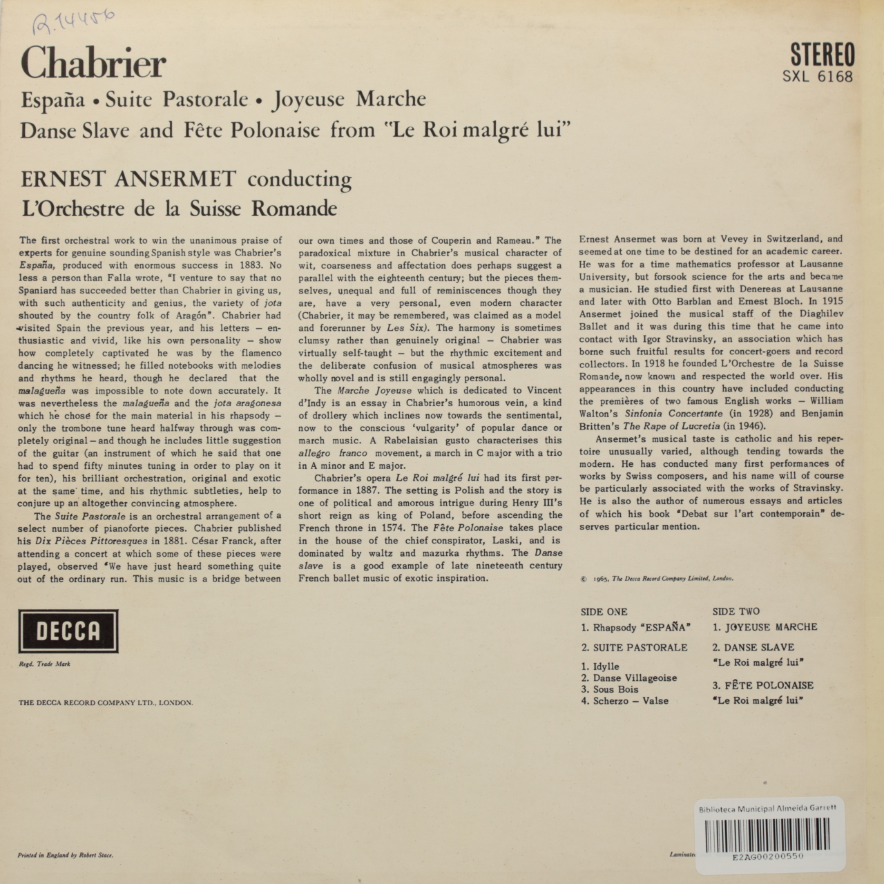 Chabrier: Ansermet Conducts Chabrier