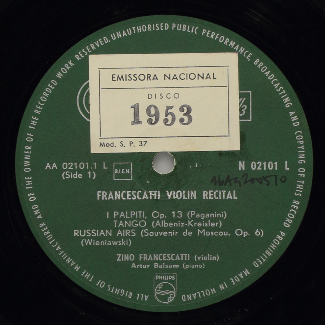 Francescatti Violin Recital