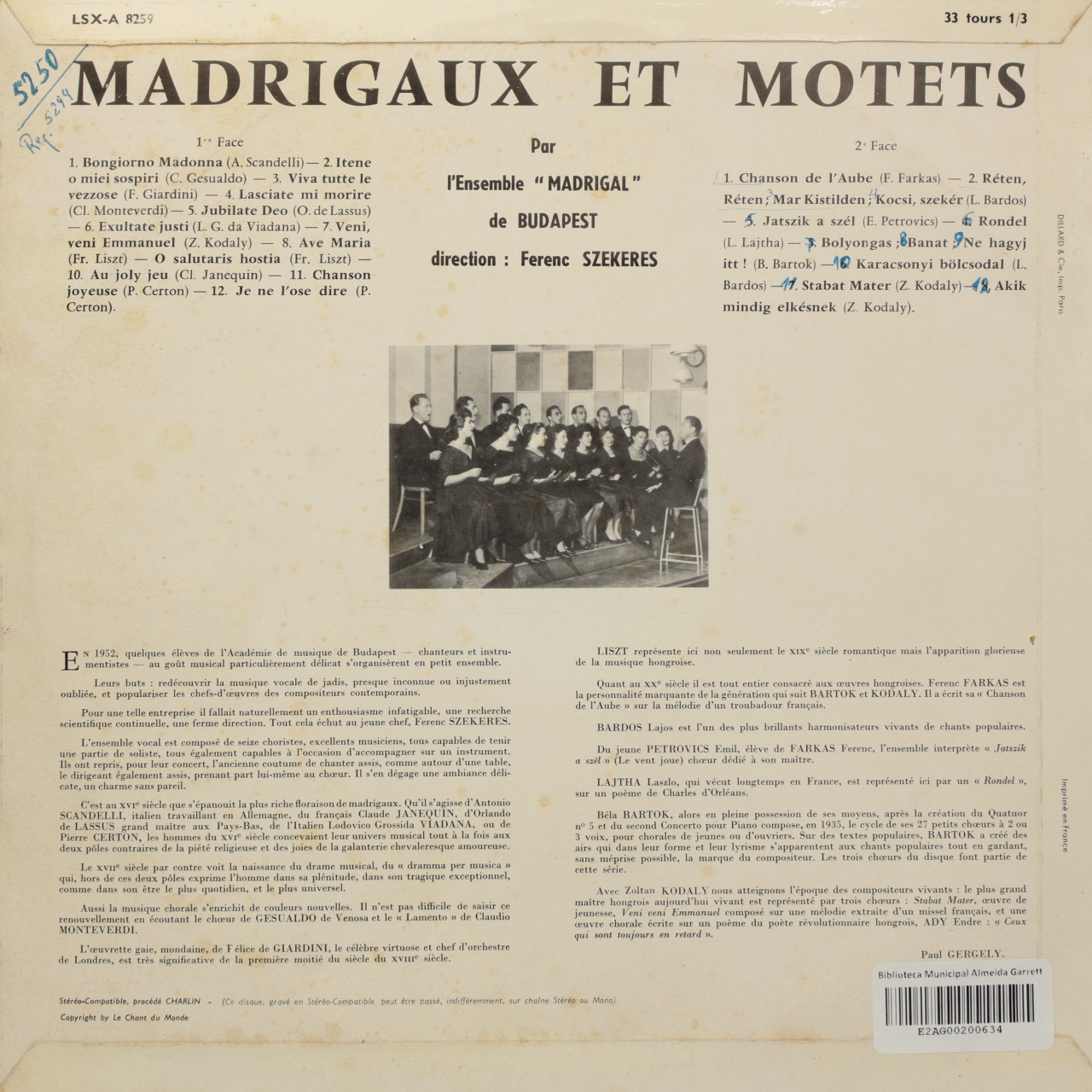 Madrigaux et Motets