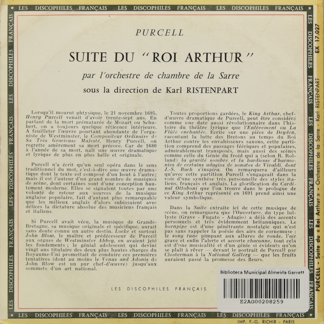 Purcell: Suite du Roi Arthur