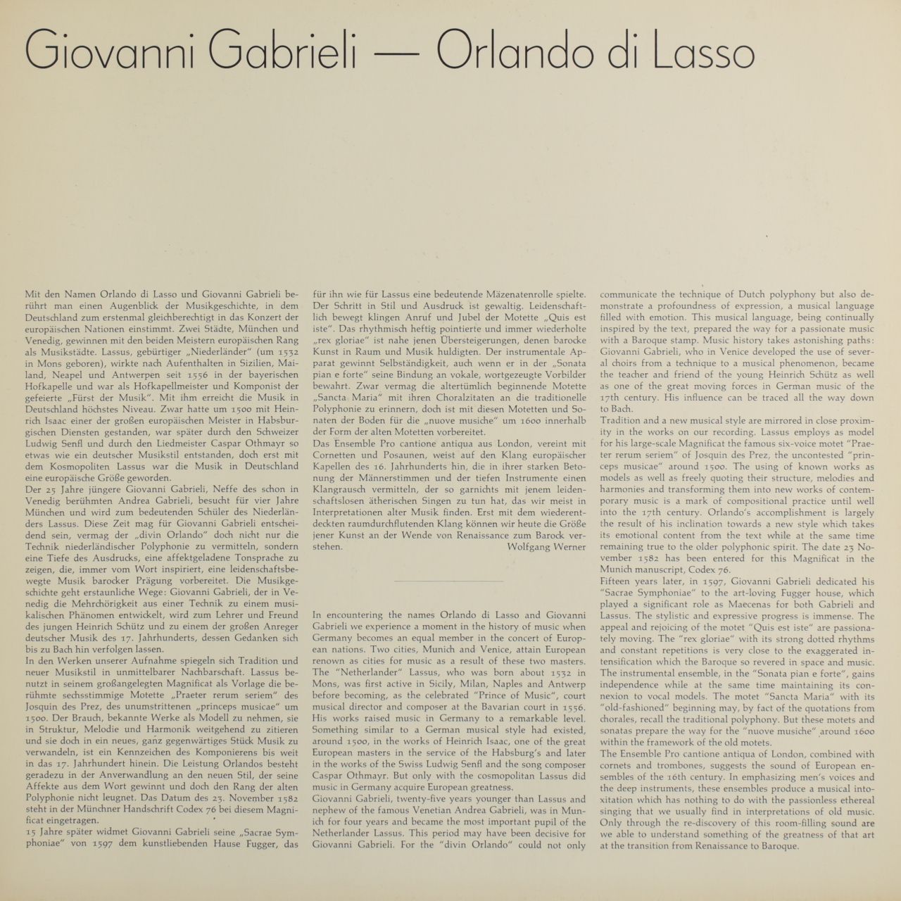 Gabrieli: Motetten / Lasso: Magnificat