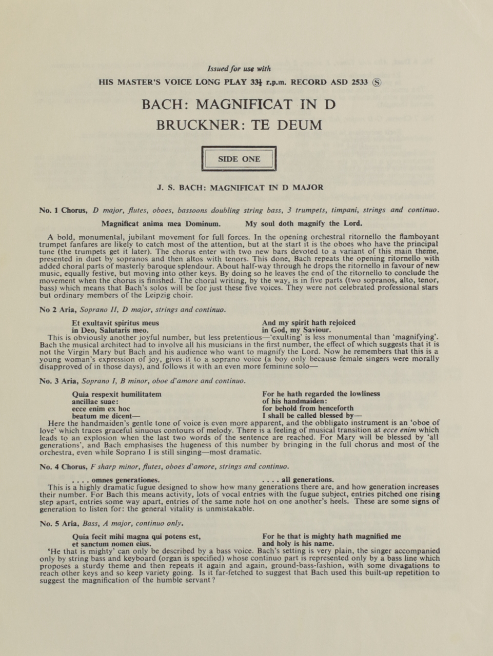 Bach: Magnificat in D Major / Bruckner: Te Deum
