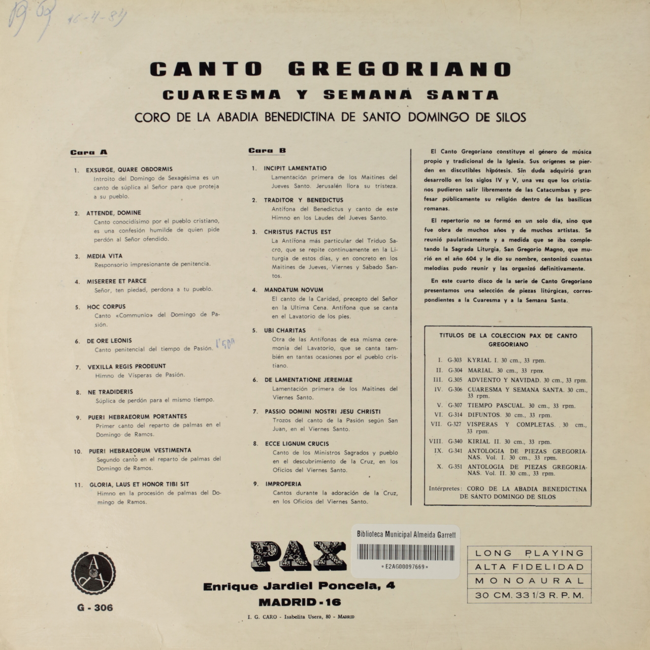 Canto gregoriano - IV. Cuaresma y Semana Santa