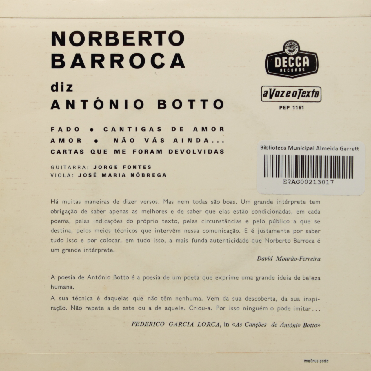 Norberto Barroca diz António Botto
