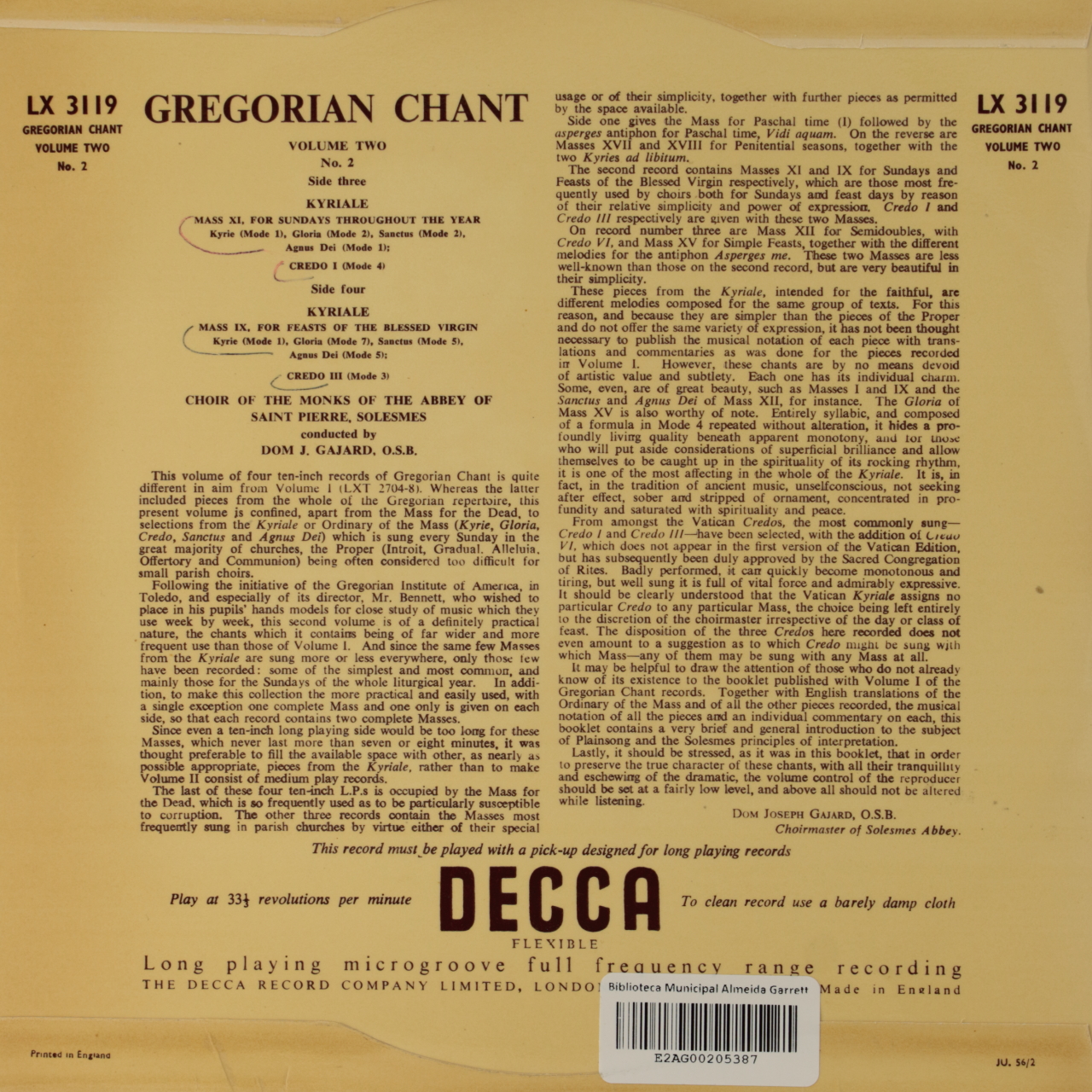 Gregorian Chant Volume 2 No. 2