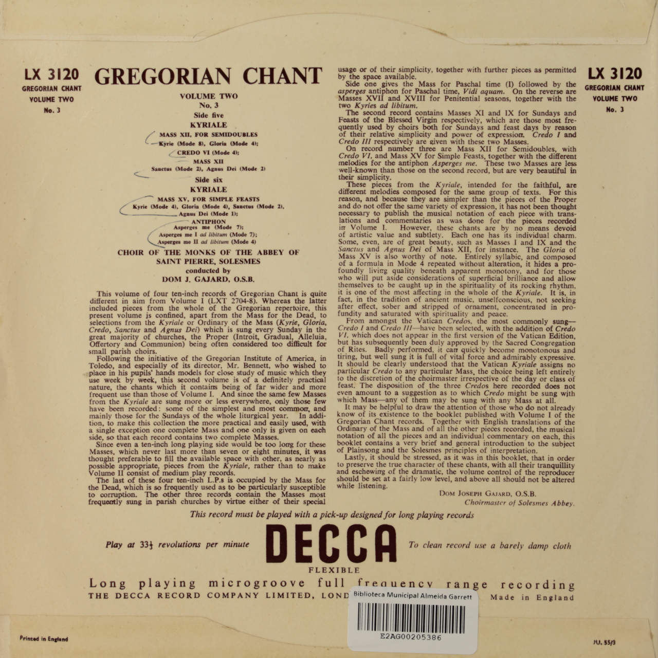 Gregorian Chant Volume 2 No. 3