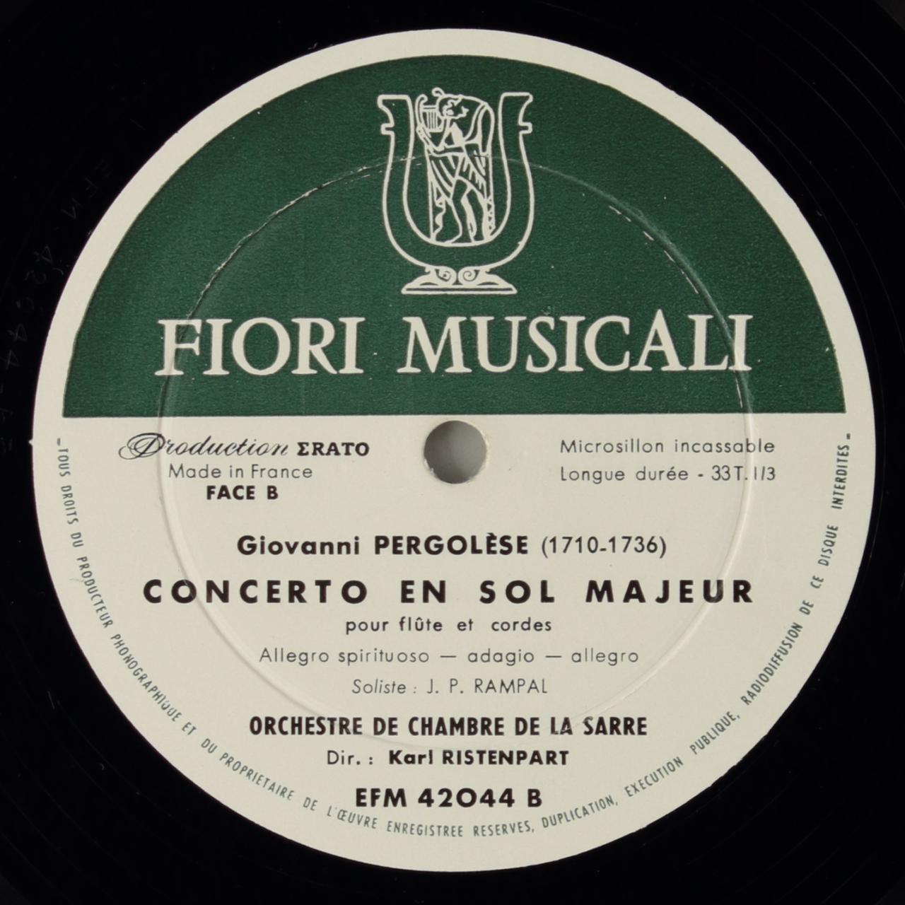 Pergolesi: Concerto pour flute en sol; Concert pour flute en ré
