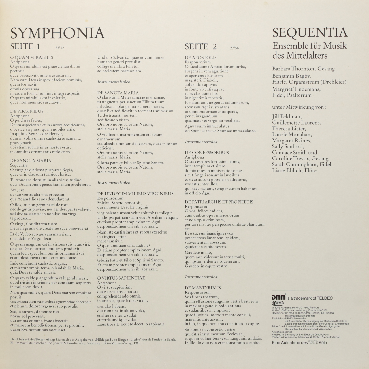 Von Bingen: Musica Medicina - Symphonialis est Anima