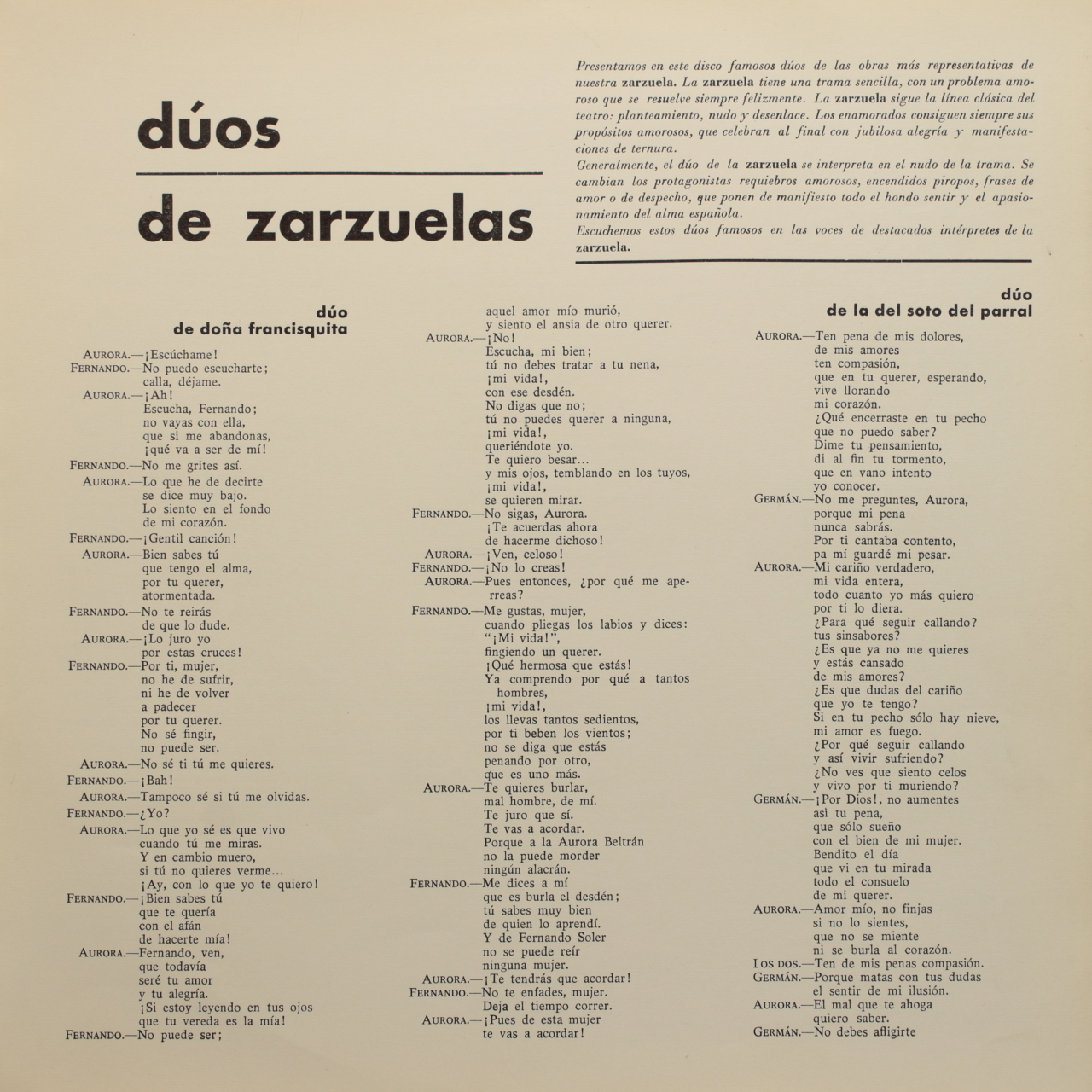 Duos de Zarzuelas