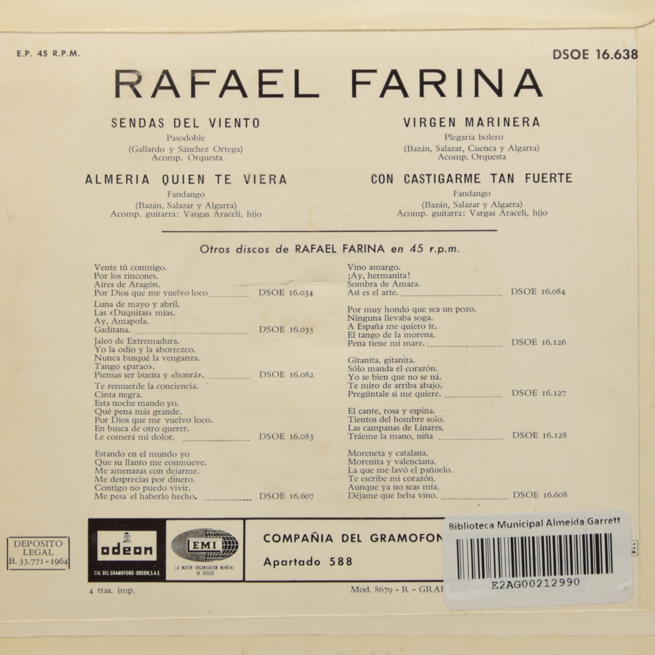 Rafael Farina canta a la memoria de Carmen Amaya