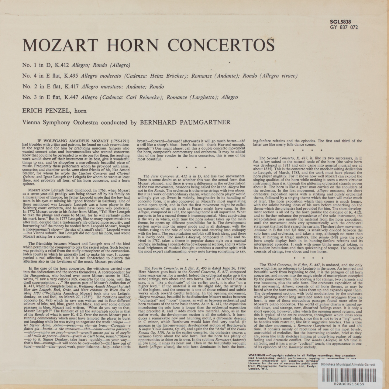 Mozart: The Four Horn Concertos