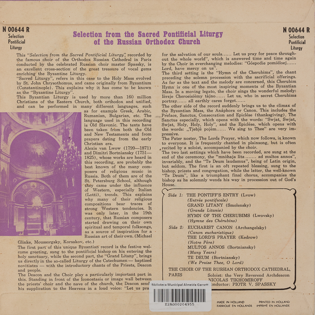 Selection from the Sacred Pontificial Liturgy of the Russian Orthodox Church