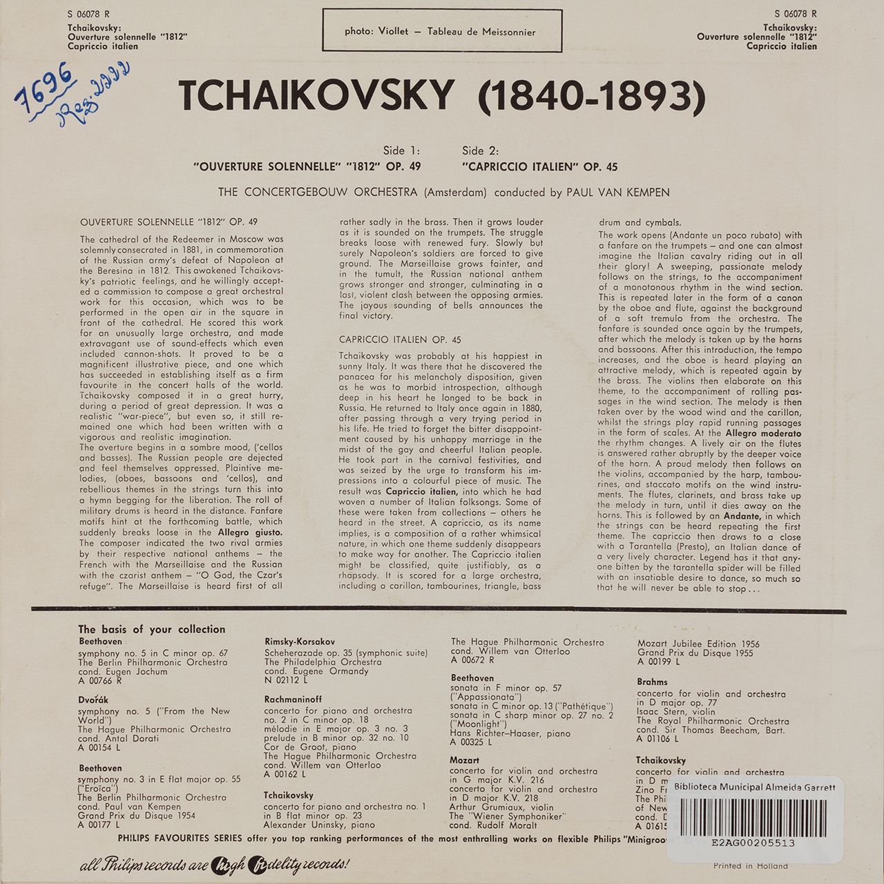 Tchaikovsky: Ouverture Solennelle 1812 Op. 49 / Capriccio Italien Op. 45