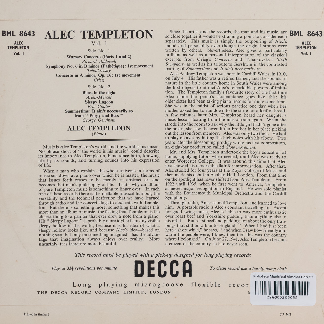 Alec Templeton 1: Piano Solos